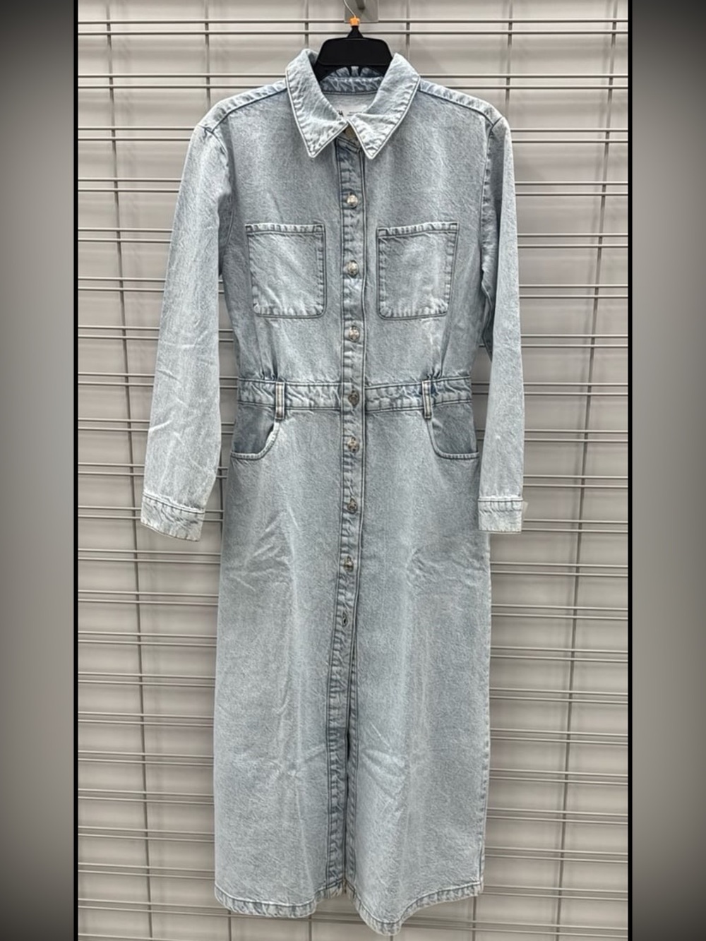 Zara Light Wash Denim Long Sleeve Maxi Shirt Dress - Picture 1 of 7
